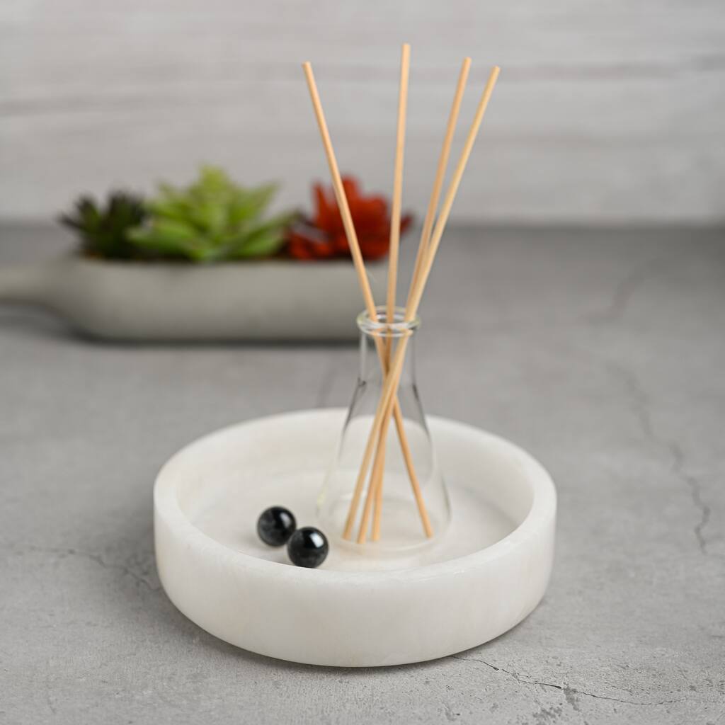 Sm. Alabaster Round Tray 6"Dia