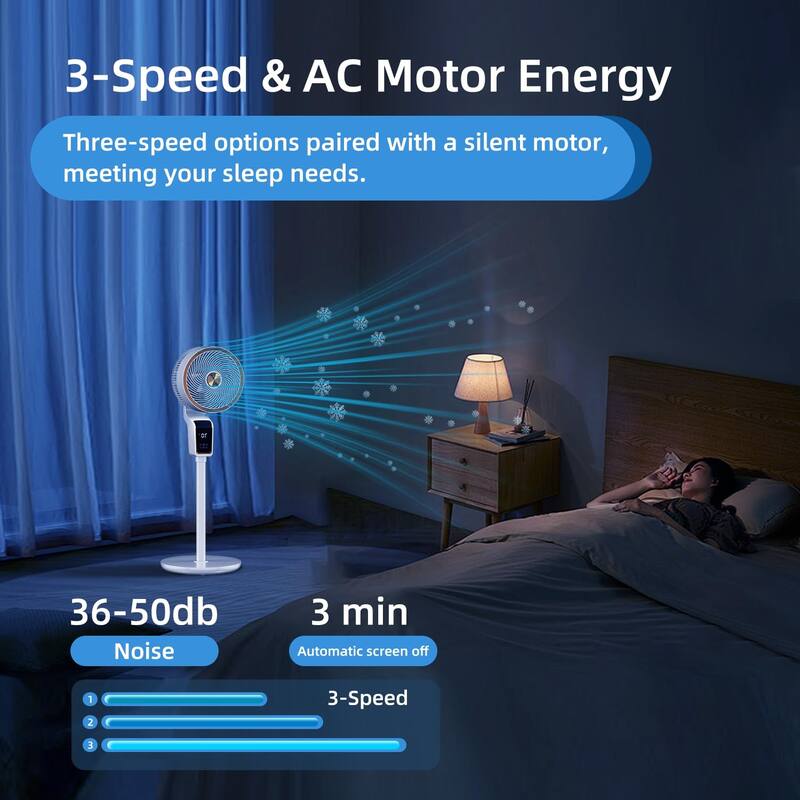 Standing Fan with Remote, 12H Timer, Floor Fans for Home Bedroom