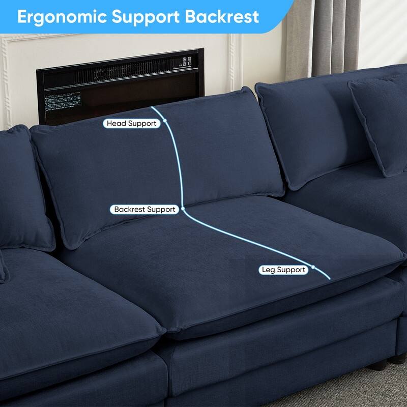 Mixoy 183''U-Shaped Chenille Modular Sectional Sofa,7-Seater Cloud Sleeper Deep Seat Couch with Ottoman and Thickened Cushions