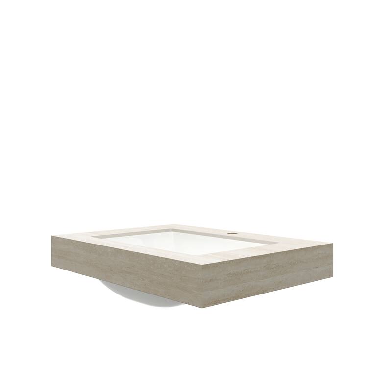 30" Sintered Stone Countertop & Ceramic Basin, NO Cabinet, NO Faucet and Sink Cover