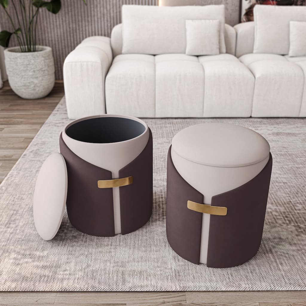 Two-Toned Ottoman with Storage or Vanity Stool