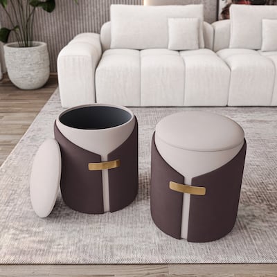 TwoToned Ottoman Comfortable choice, multiple functions, classic design, and cozy corners with Storage or Vanity Stool,
