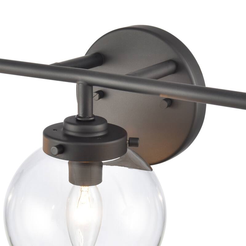 3-Light Vanity Light with Globe Glass Shade - 23.25" - Matte Black
