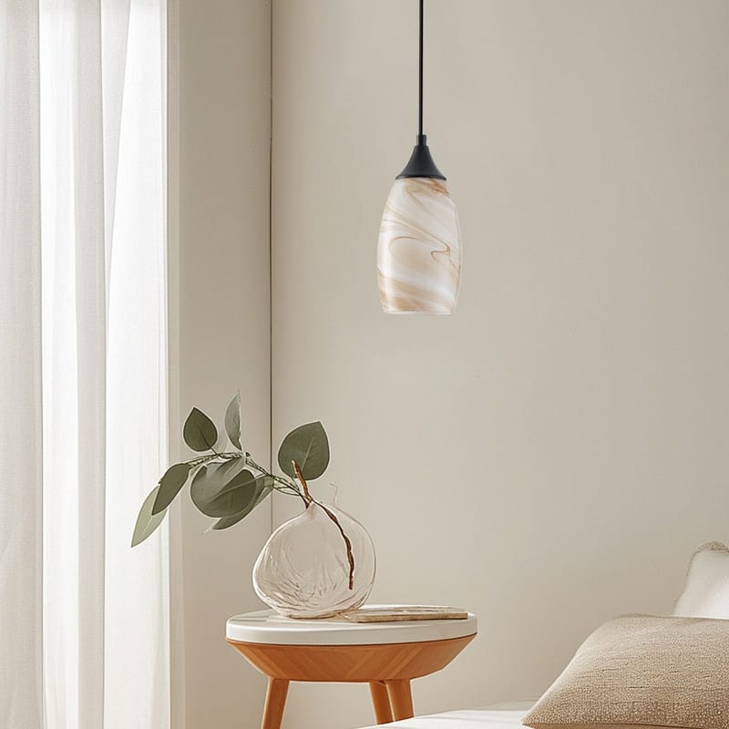 Black Metal and Glass Pendant Light for Kitchen Island Dining Room