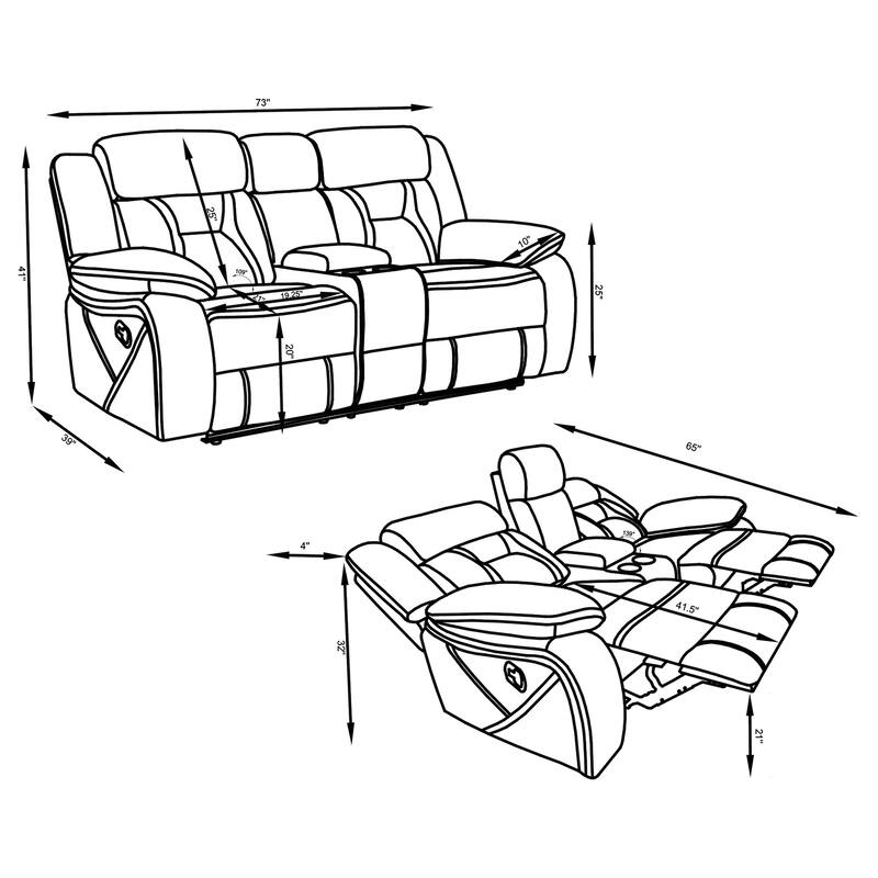 Higgins Pillow Top Arm Motion Loveseat with Console