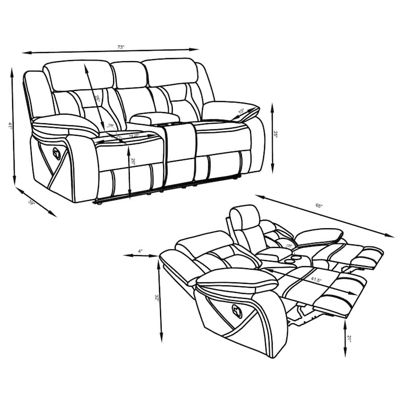 Higgins Pillow Top Arm Motion Loveseat with Console