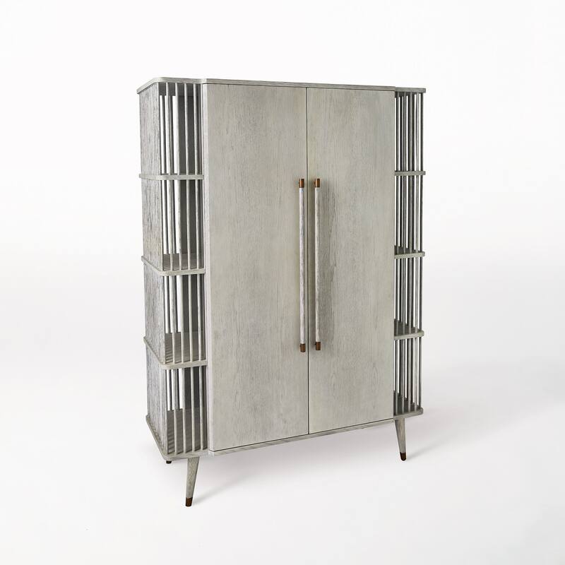 Arbor Tall Cabinet-Whitewashed Finish - White