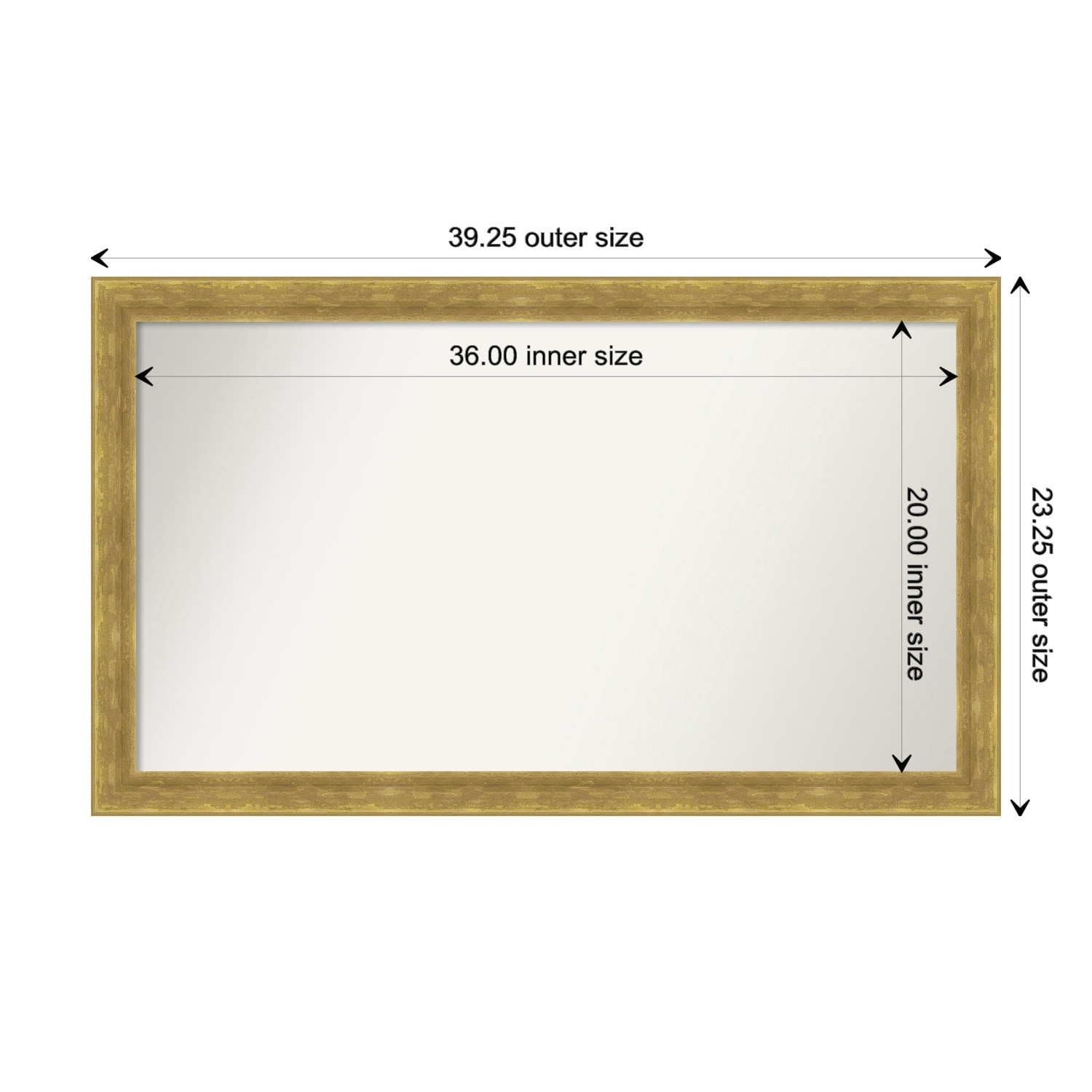 Angled Gold Framed Non-Beveled Custom Wall Mirror, Bathroom Vanity Mirror