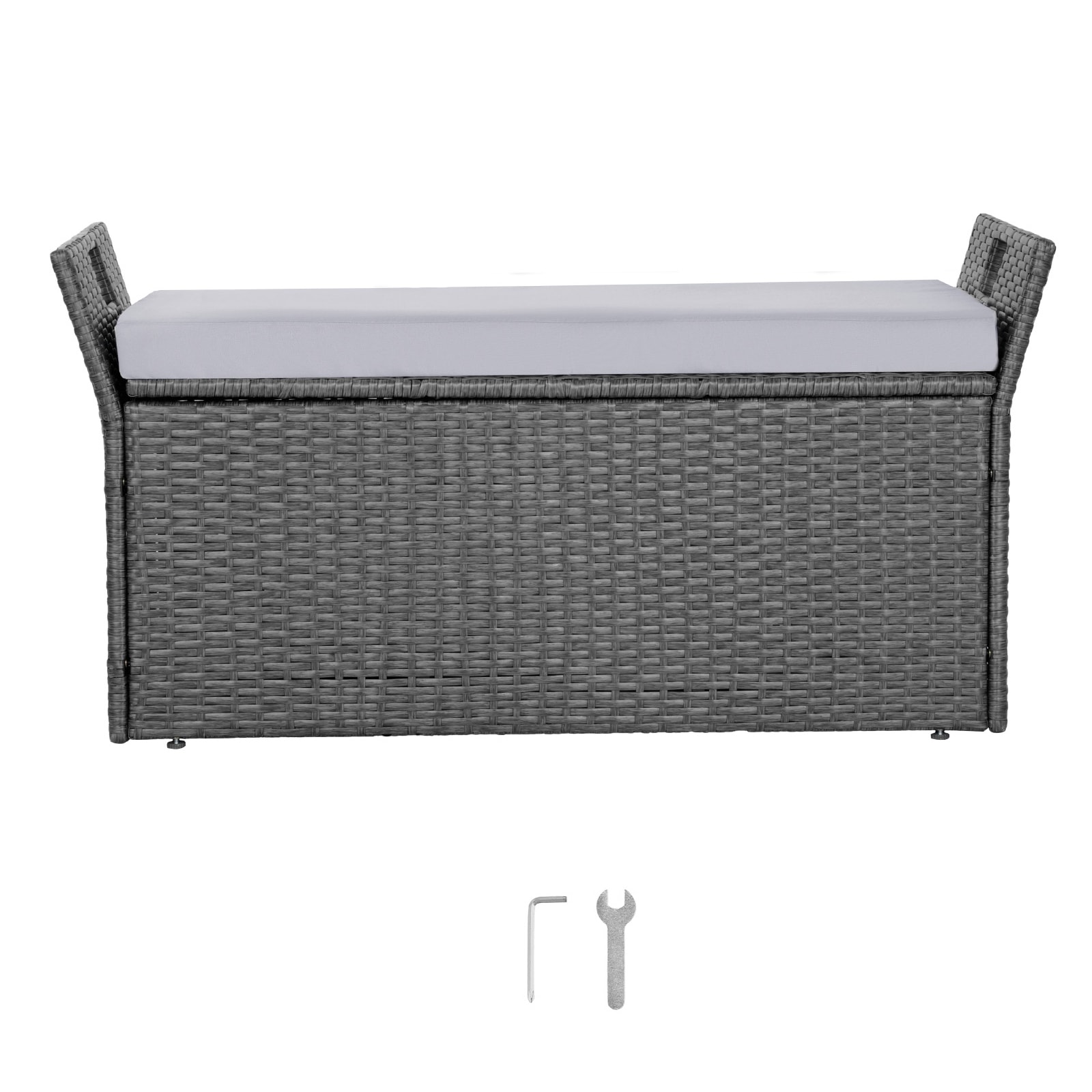 UIMOSO Outdoor Storage Bench, 2-Person PE Rattan Storage Bench, Weatherproof Outdoor Seating & Porch Décor