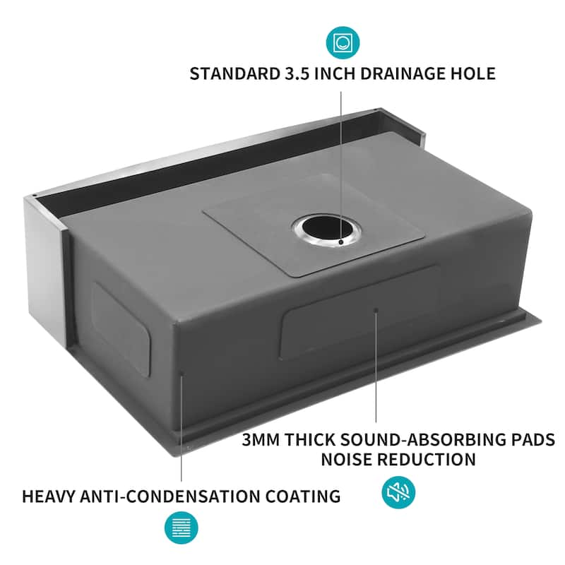 Farmhouse 16 gauge Single Bowl Stainless Steel Kitchen Sink