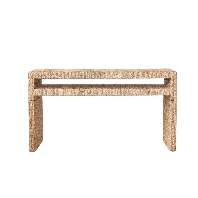 Acacia Wood and Water Hyacinth Console Table - Natural - Wicker