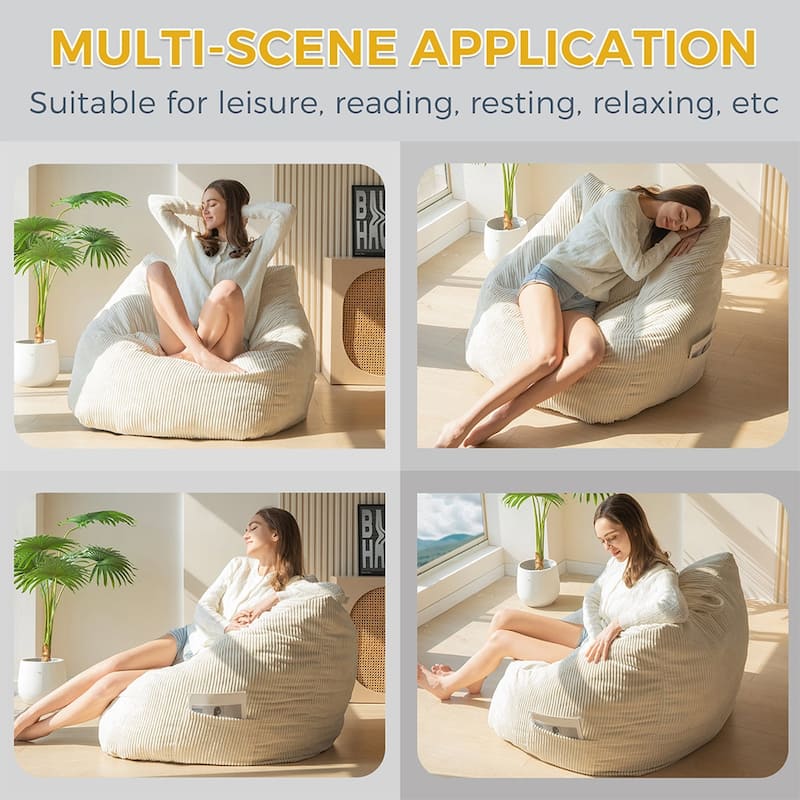 Bean Bag Chair with Handle,Corduroy Accent Sofa Chair