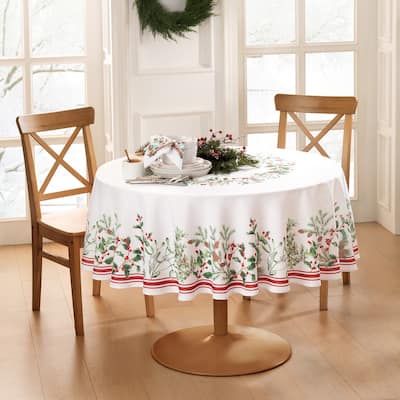 Winter Holiday Berry Fabric Tablecloth