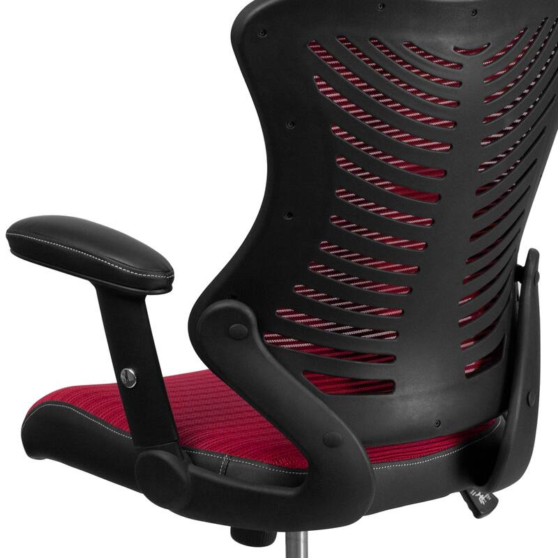 High-Back Mesh Swivel Office Chair with Padded Armrests