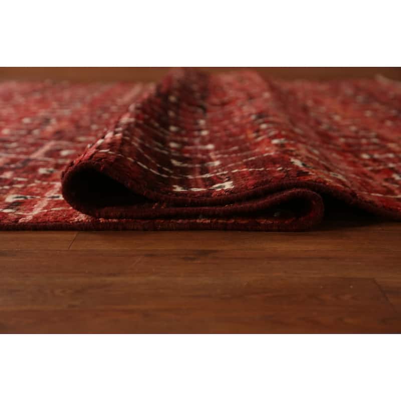 Trellis Moroccan Oriental Area Rug Hand-Knotted Red Wool Carpet - 6'10" x 9'6"
