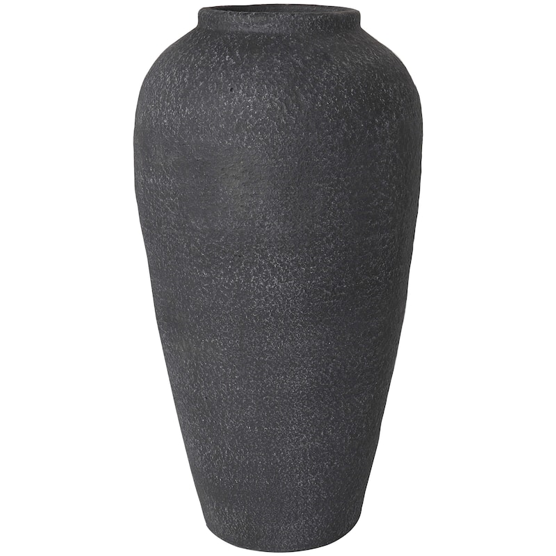Black Ceramic Whitewashed Textured Vase