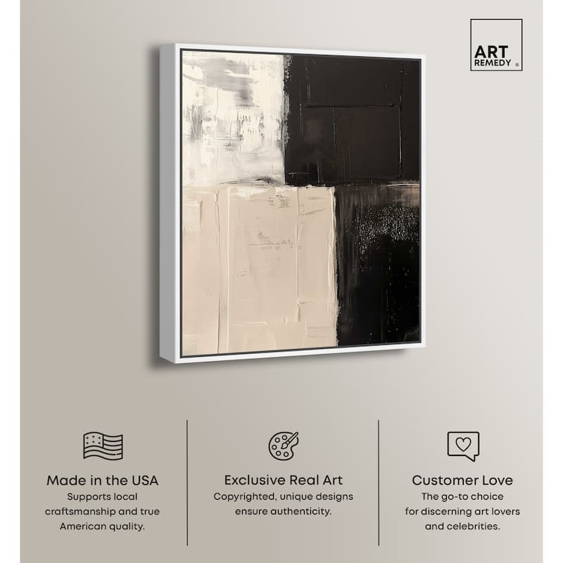 Art Remedy Checkered Framed Abstract Shapes 1 Piece Canvas Wall Art