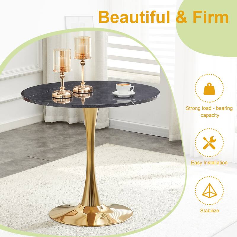 Kitchen Table with Thickened Tabletop, Round Tulip Dining Table, Bistro Table Circle Table Coffee Table