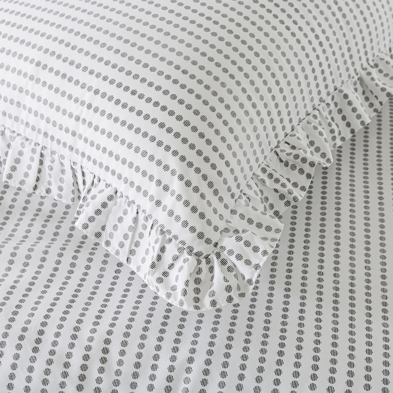 Dot Bedspread with 30" Ruffled Skirt Shabby Chic Farmhouse Style