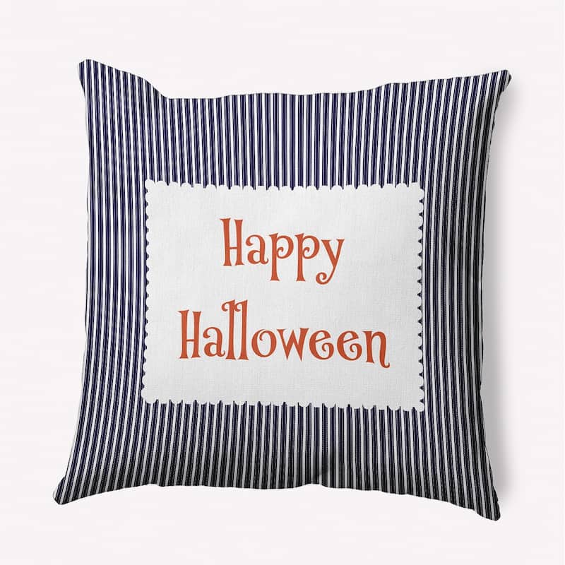 Halloween Happy Halloween Ticking Accent Pillow - Navy - 18" x 18"