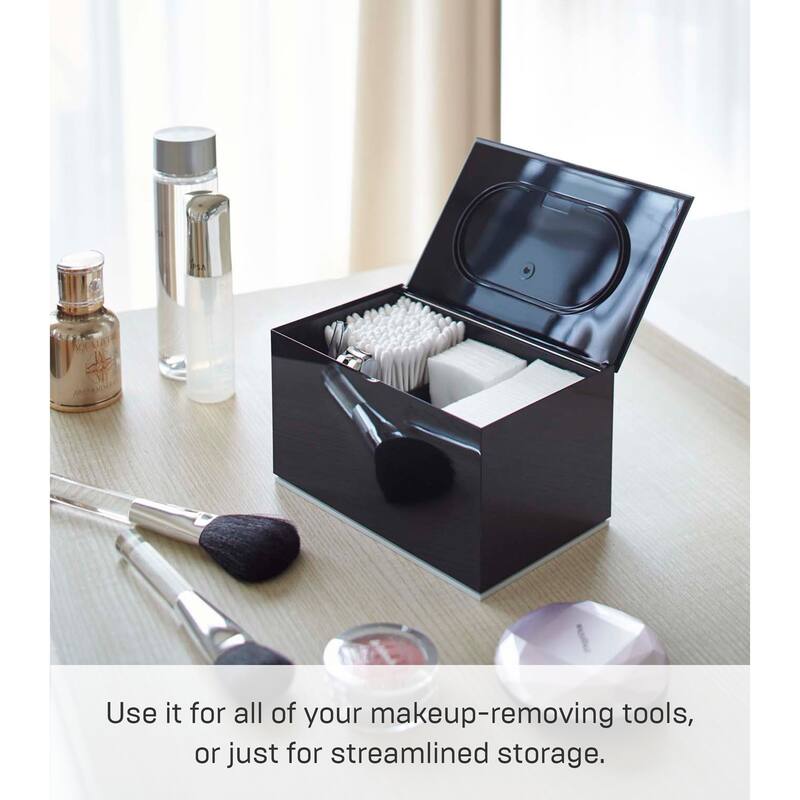 Yamazaki Home Skincare Organizer, ABS Plastic, Holds 2.2 lbs, Lid - L 3.94 x W 6.3 x H 3.54 inches
