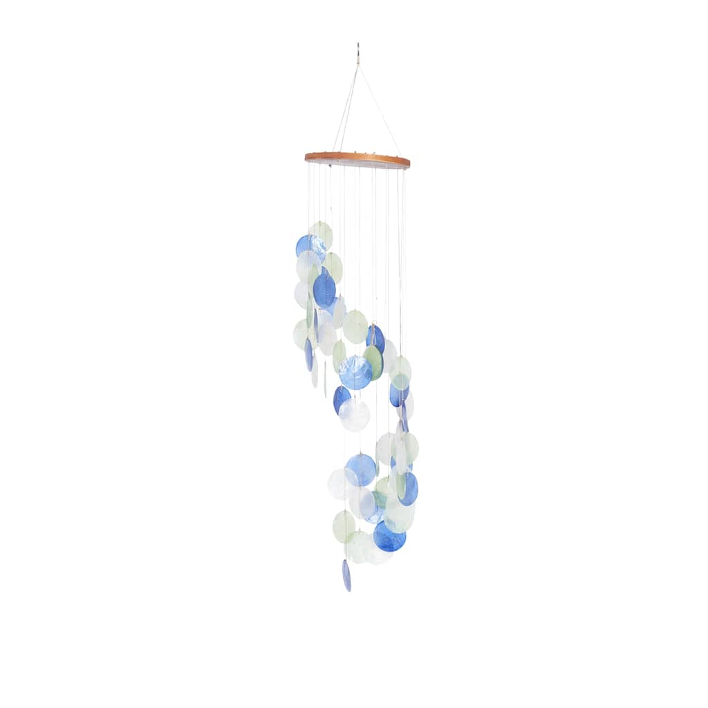 Capiz Shell Spiral Waterfall Windchime - Blue - Roche River Decor