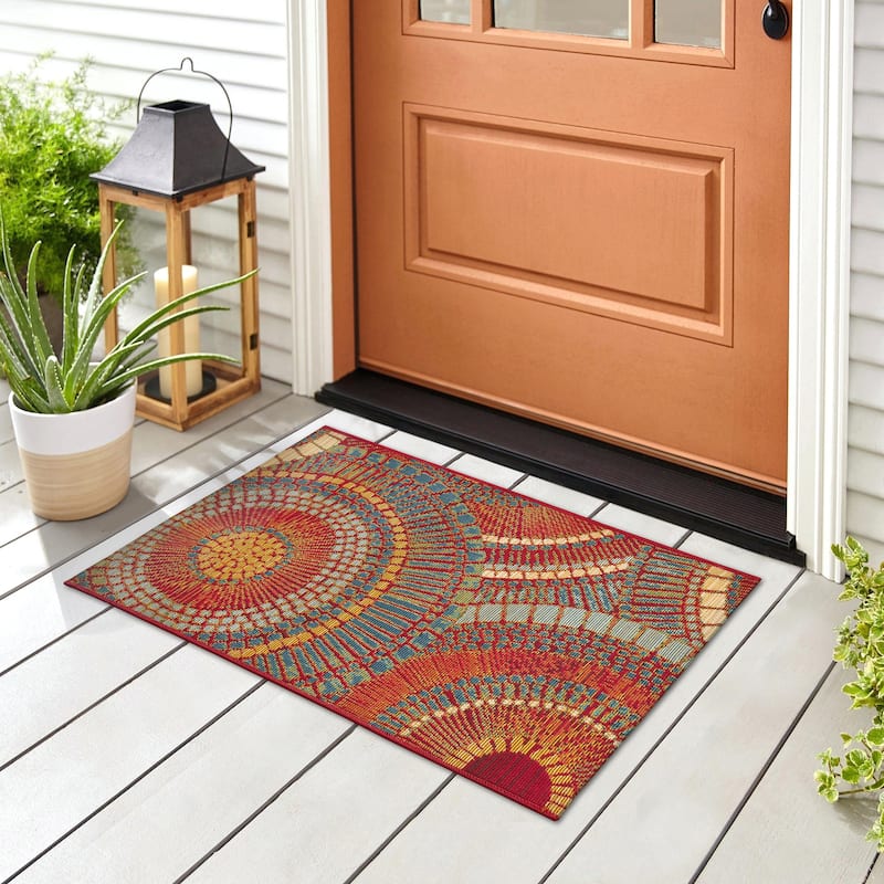 Liora Manne Esencia Circles Indoor/Outdoor Mat - 2'5" x 3'11" - Saffron