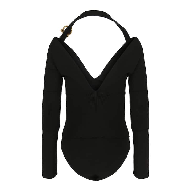Ferragamo V-Neck Long Sleeve Bodysuit, ,