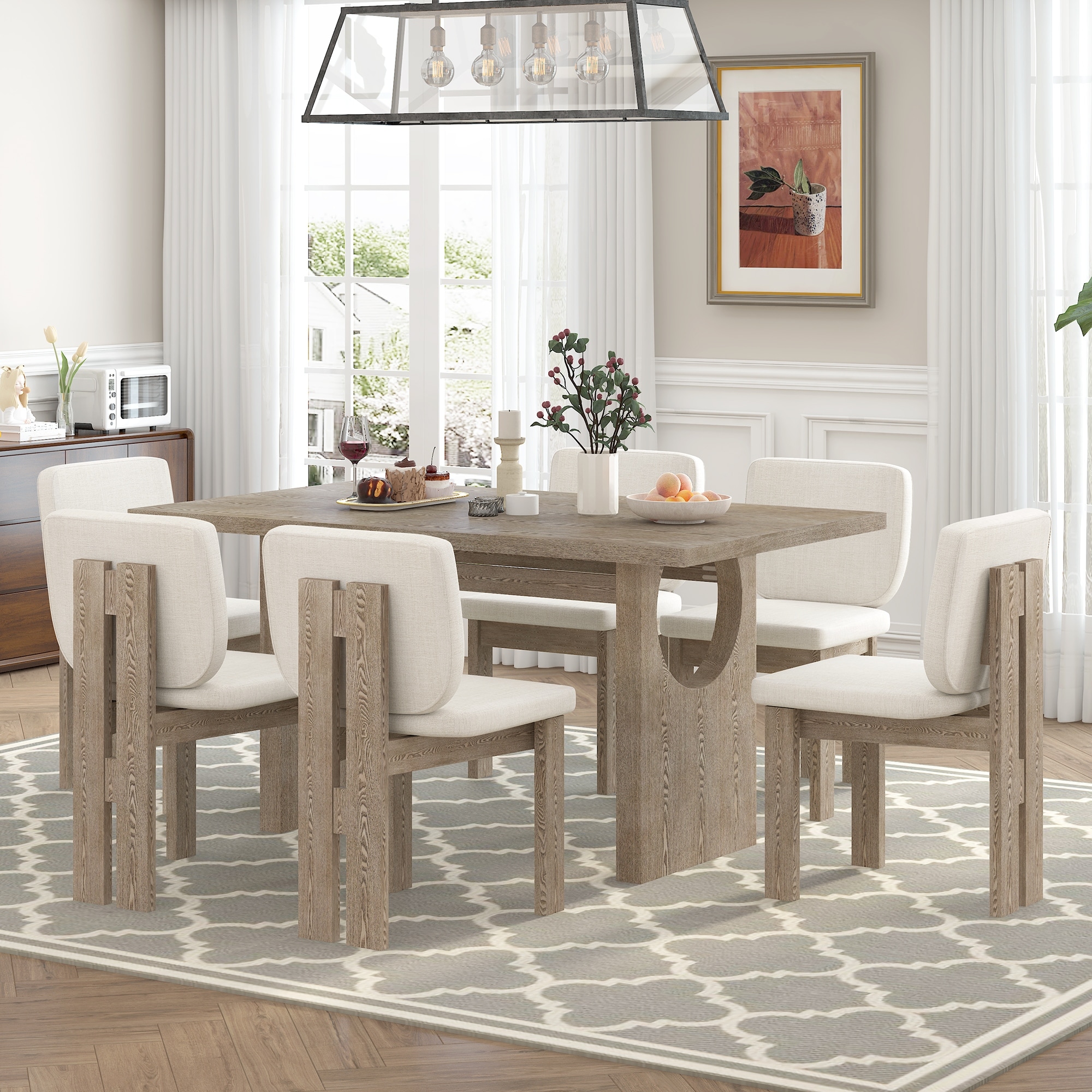 Yaheetech Modern Round Dining Table Set, 3 Piece Dining Room Sets