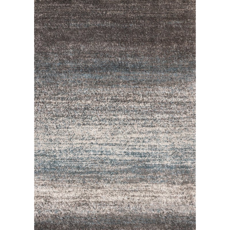 Grey Teal Blue Soft Shag Area Rug, 3'11" x 5'7"