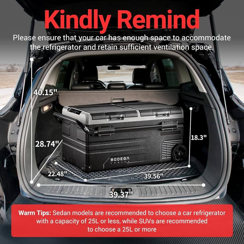 BODEGA Car Refrigerator,Dual Zone Cooler,Temp Independent,APP Control