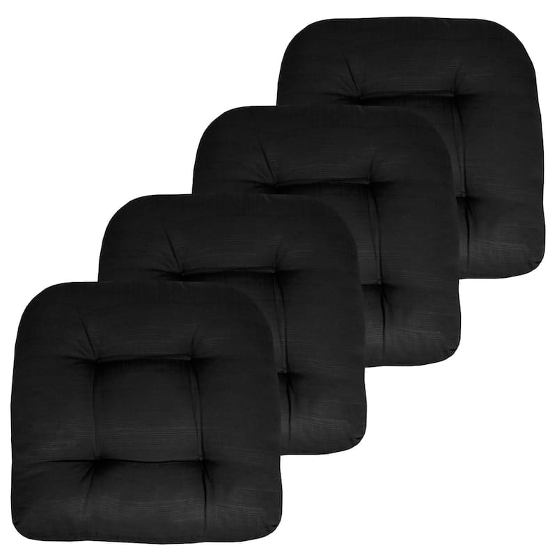Indoor-Outdoor Reversible Patio Seat Cushion - Black - Set of 4
