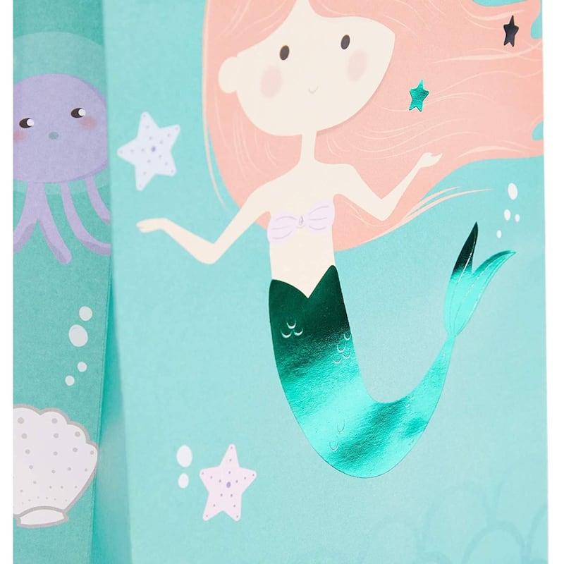 Blue Panda 24 Pack Mermaid Gift Bags with Handles for Party Favors (5.3 x 3.2 x 9 In)