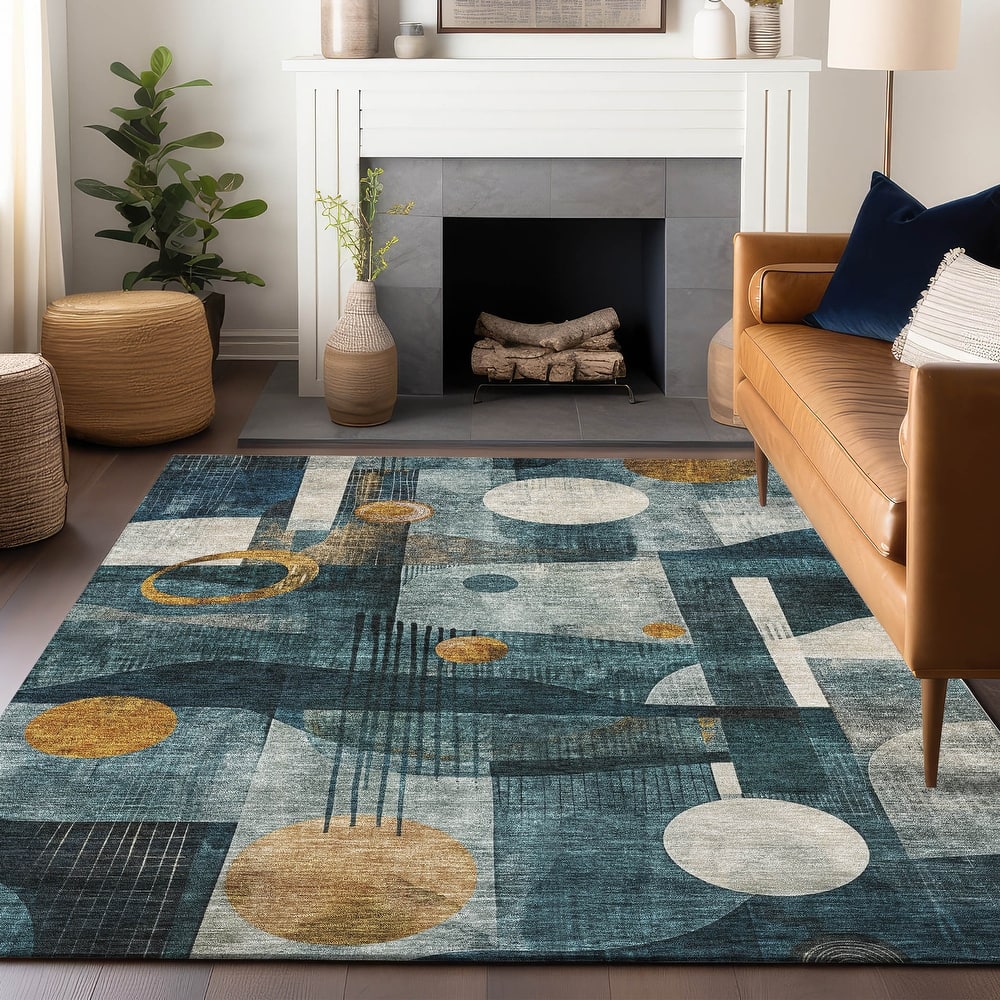 Machine Washable Indoor/ Outdoor Contemporary Deco Chantille Rug