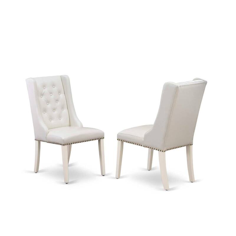HomeStock 3-Pc Linen White Finish Rectangular Solid Wood Top with Butterfly Leaf Dining Table Set
