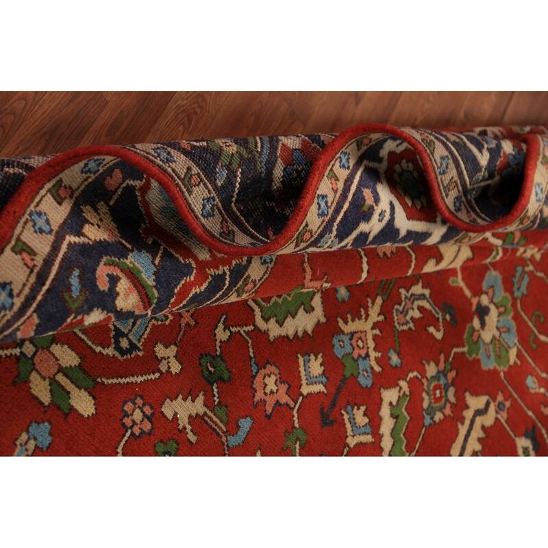 All-Over Floral Heriz Serapi Indian Area Rug Hand-Knotted Wool Carpet - 7'6"x 9'9"