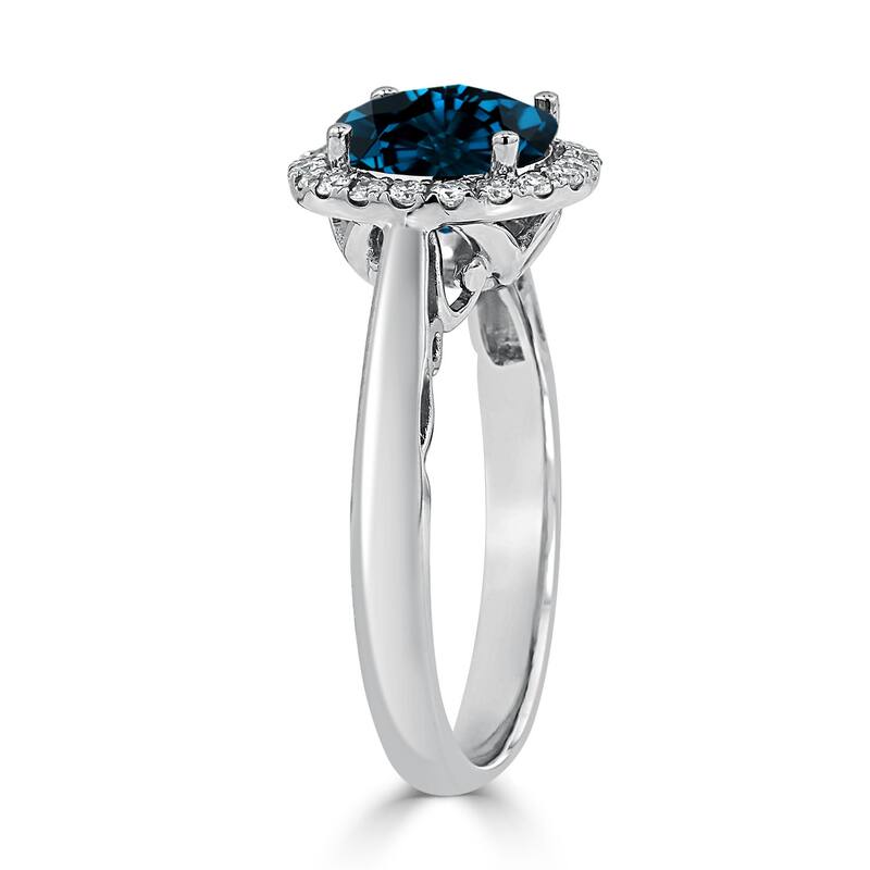 Auriya 2 1/2ct Round London Blue Topaz and Halo Diamond Engagement Ring 1/4ctw 14k Gold