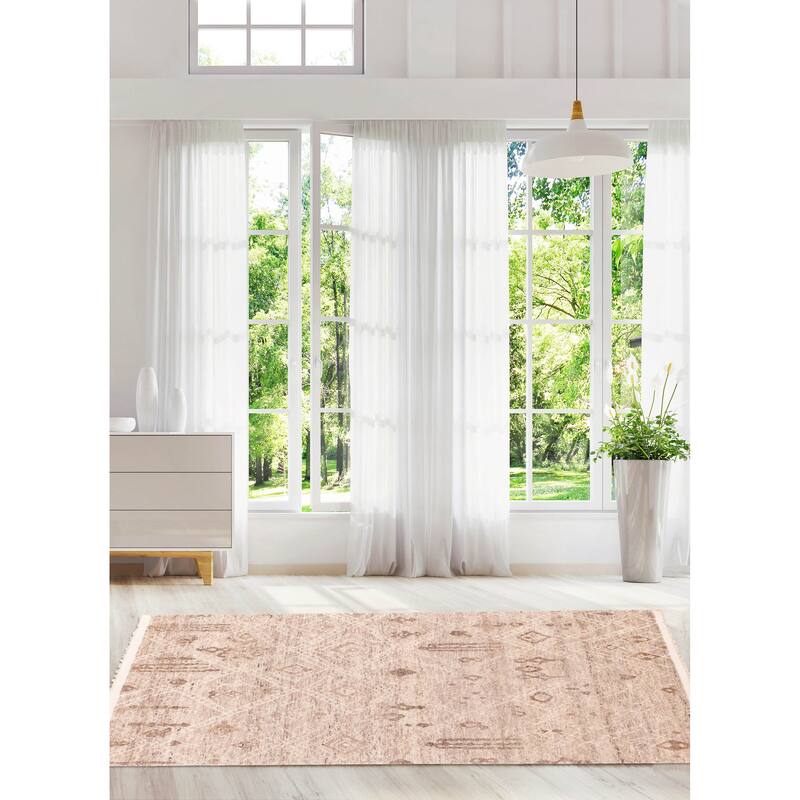 ECARPETGALLERY Hand-knotted Tangier Tan Wool Rug - 5'6 x 8'4