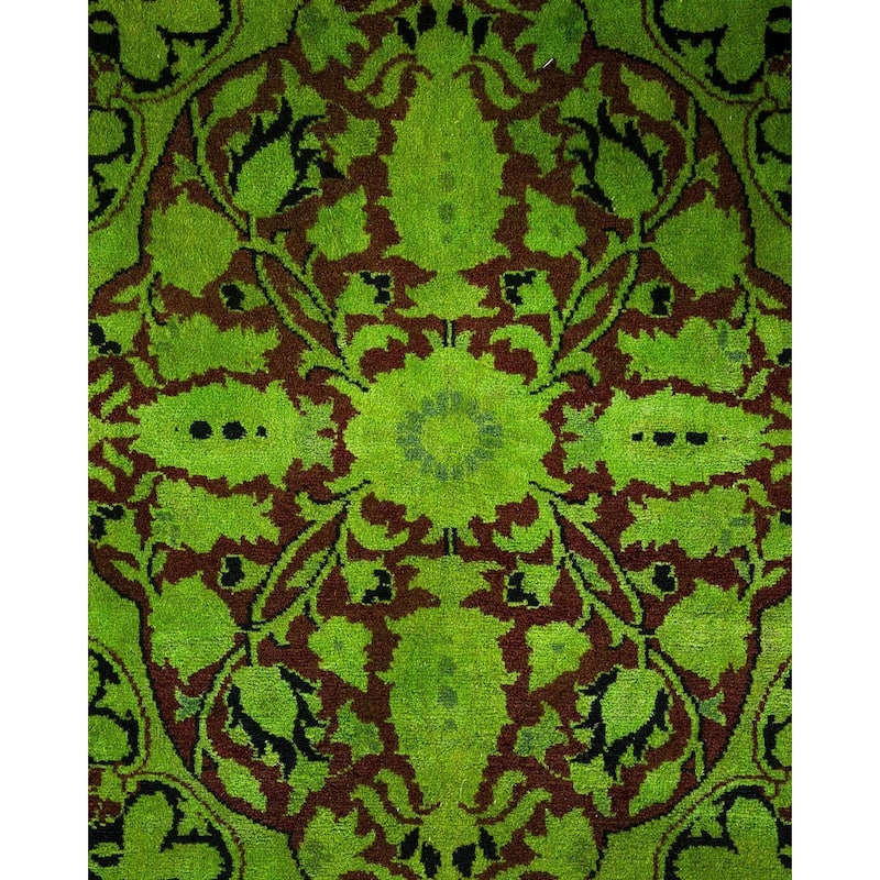 Overton Hand Knotted Wool Vintage Inspired Modern Contemporary Overdyed Green Area Rug - 8' 1" x 10' 2"