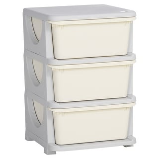 Qaba 3 Tier Kids Storage Unit, 3 Drawer Chest Toy Organizer Plastic Bins for Kids Bedroom Nursery Kindergarten Living Room