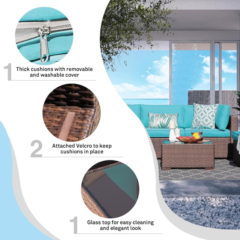 6-piece Outdoor Wicker Sectional Sofa Set