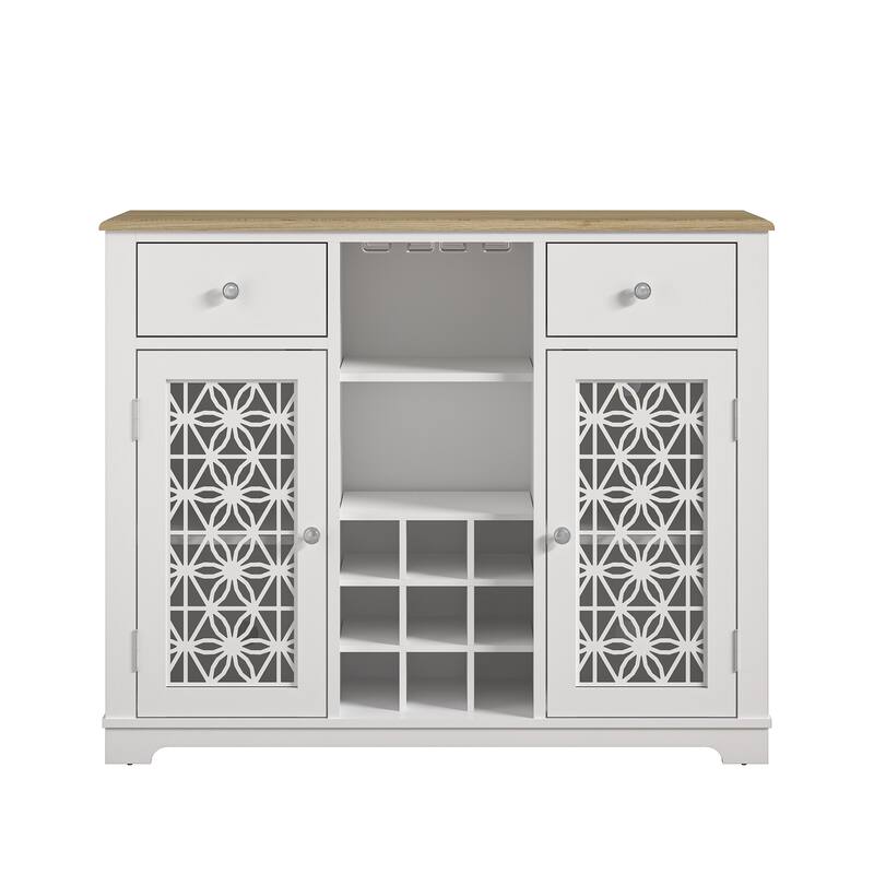 47" Stylish Wine Cabinet with Metal Wine Glass Rack - 47" in Width