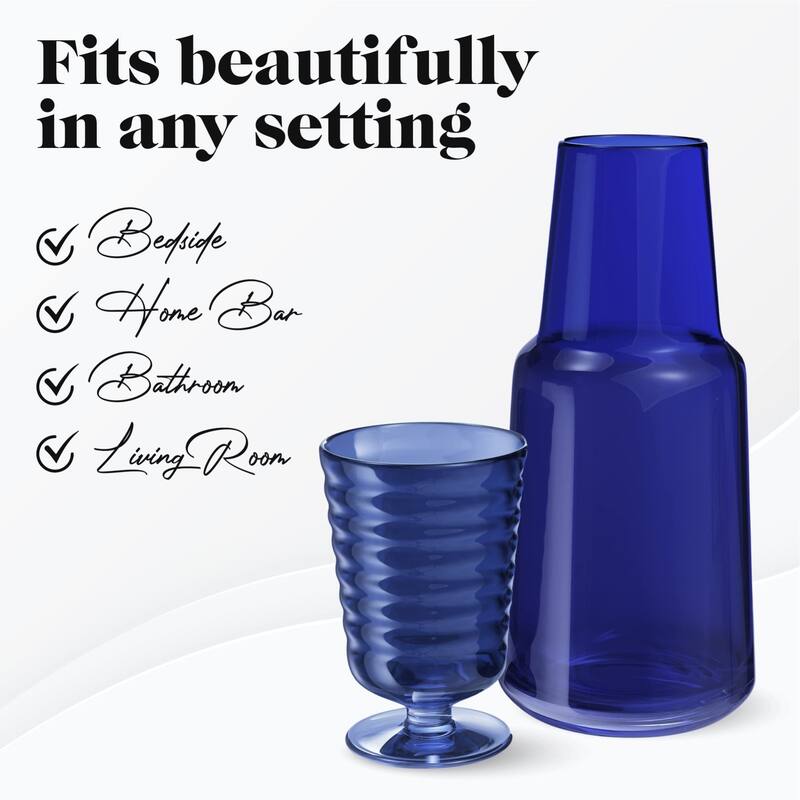 American Atelier Bedside Water Carafe with Footed Glass/Lid