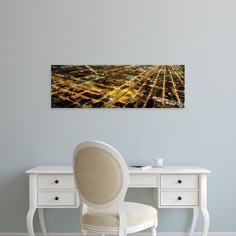 Easy Art Prints Panoramic Images's 'USA, Illinois, Chicago, twilight' Premium Canvas Art