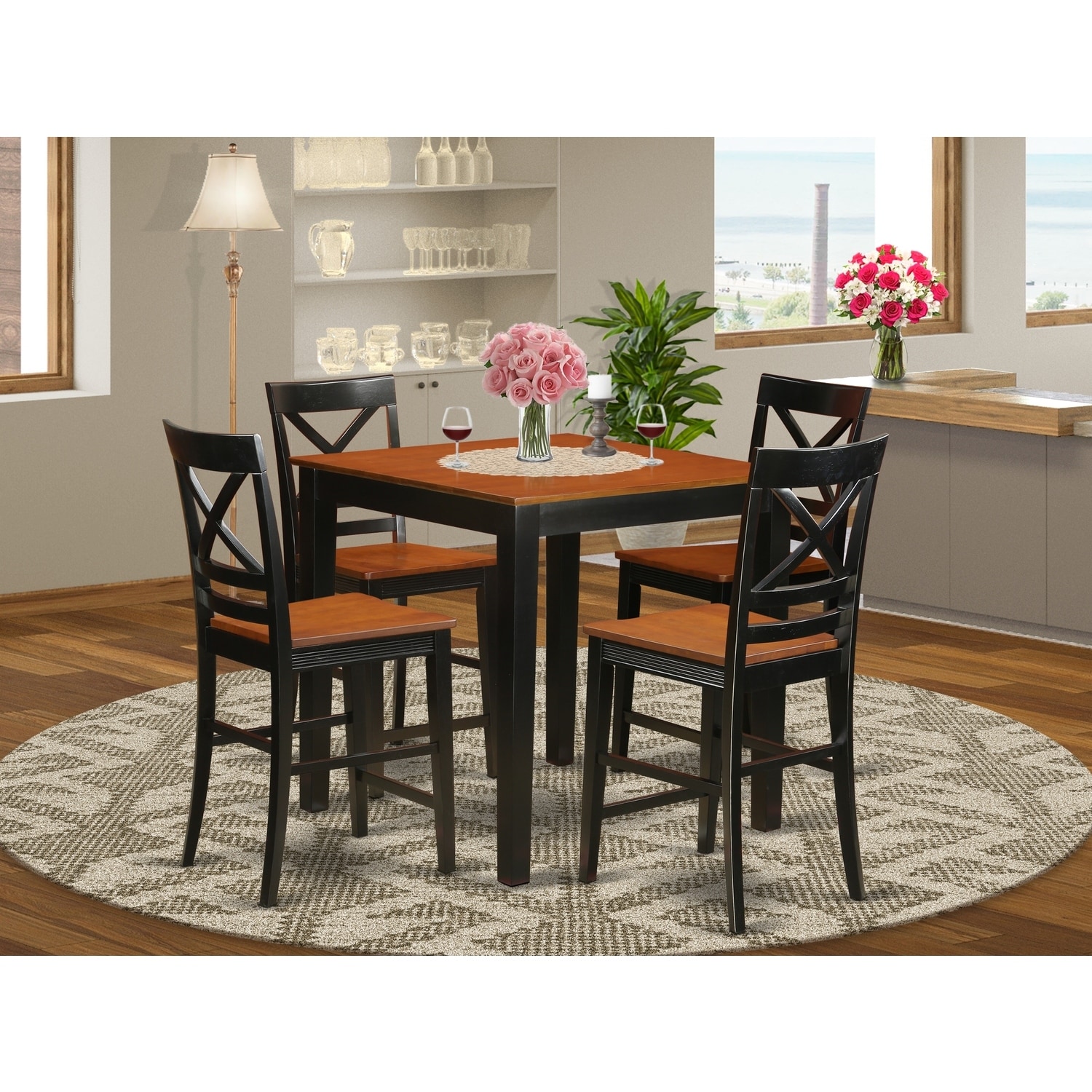 Counter Height Table Set - Kitchen Dining Room Chairs - Vintage Style - 4 Person Set