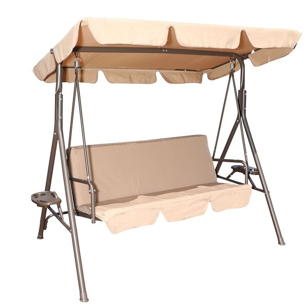 Beige Outdoor Patio Canopy Swing Chai with Cushion 68 44 59inch