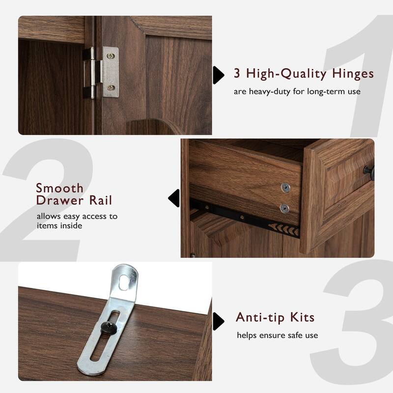 Kitchen Pantry Storage Cabinet Cupboard with 3 Pull Out Organizers