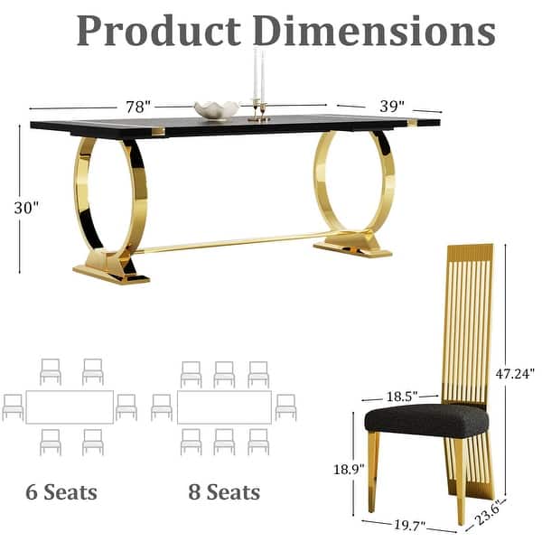 78 inch Dining Table Set with U Shaped Base Dining Table and White ...