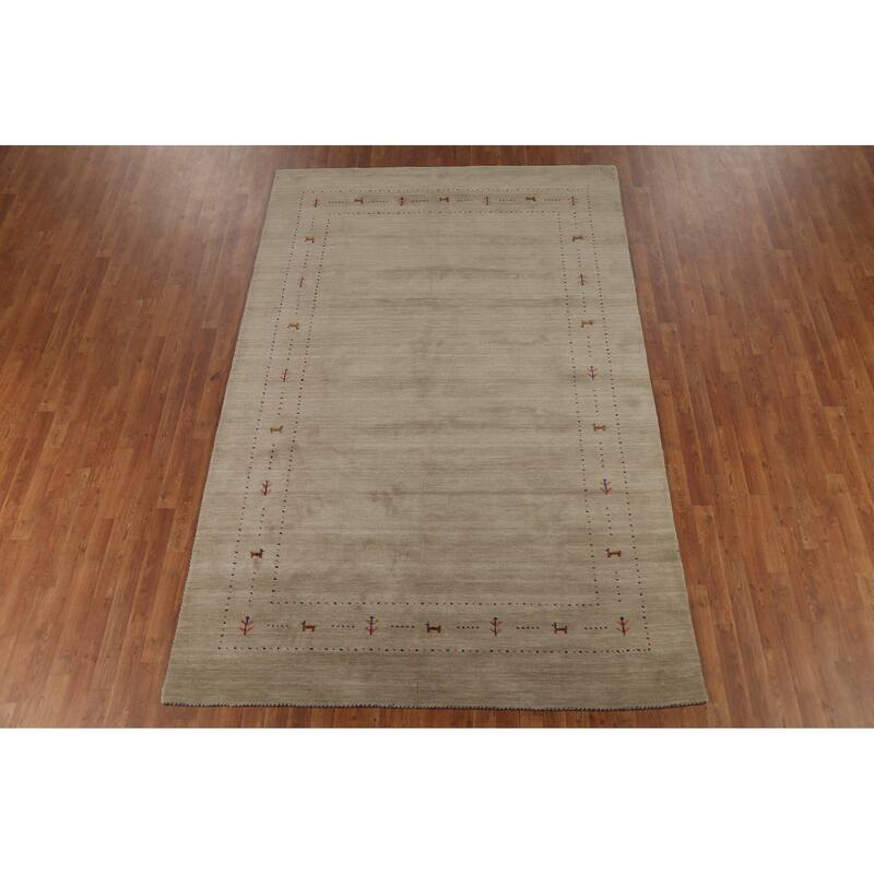 Little Animals Tribal Gabbeh Area Rug Hand-Knotted Wool Carpet - 6'6"x 9'10"