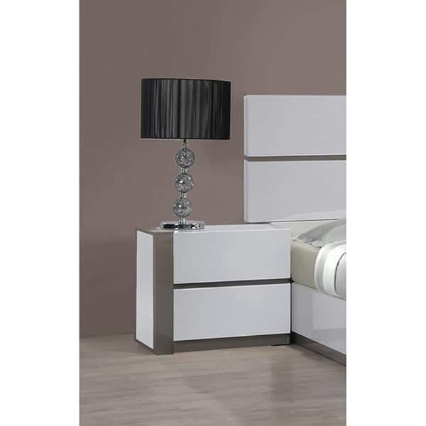 Somette Mehdi Gloss White/ Grey Left 2-drawer Nightstand